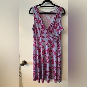 Floral V-Neck Dress in Purple and Pink